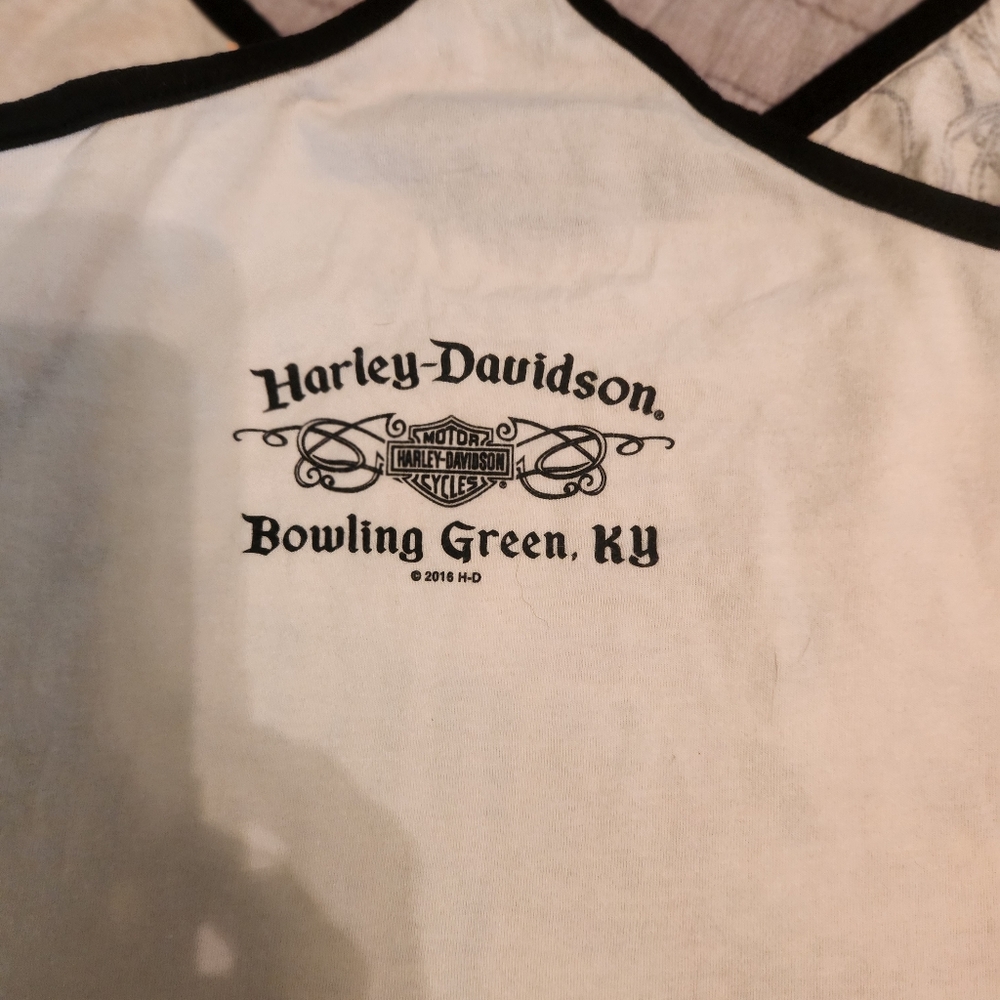 Harley-Davidson Off White and Black Tank Top